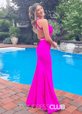 Megan | Mermaid Ruched Aqua Long Prom Dress Near Me - Price #price_variant_lowest# - Hot Pink - PromDressClub